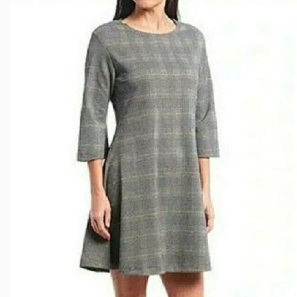 Bryn Walker Black and Yellow Plaid Long Sleeve Mini Dress in Size XL
